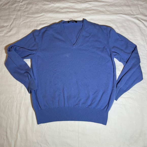 Loro Piana Baby Cashmere V-Neck Sweater Men's Size 52 Blue Knitwear Quiet Luxury - Picture 1 of 10